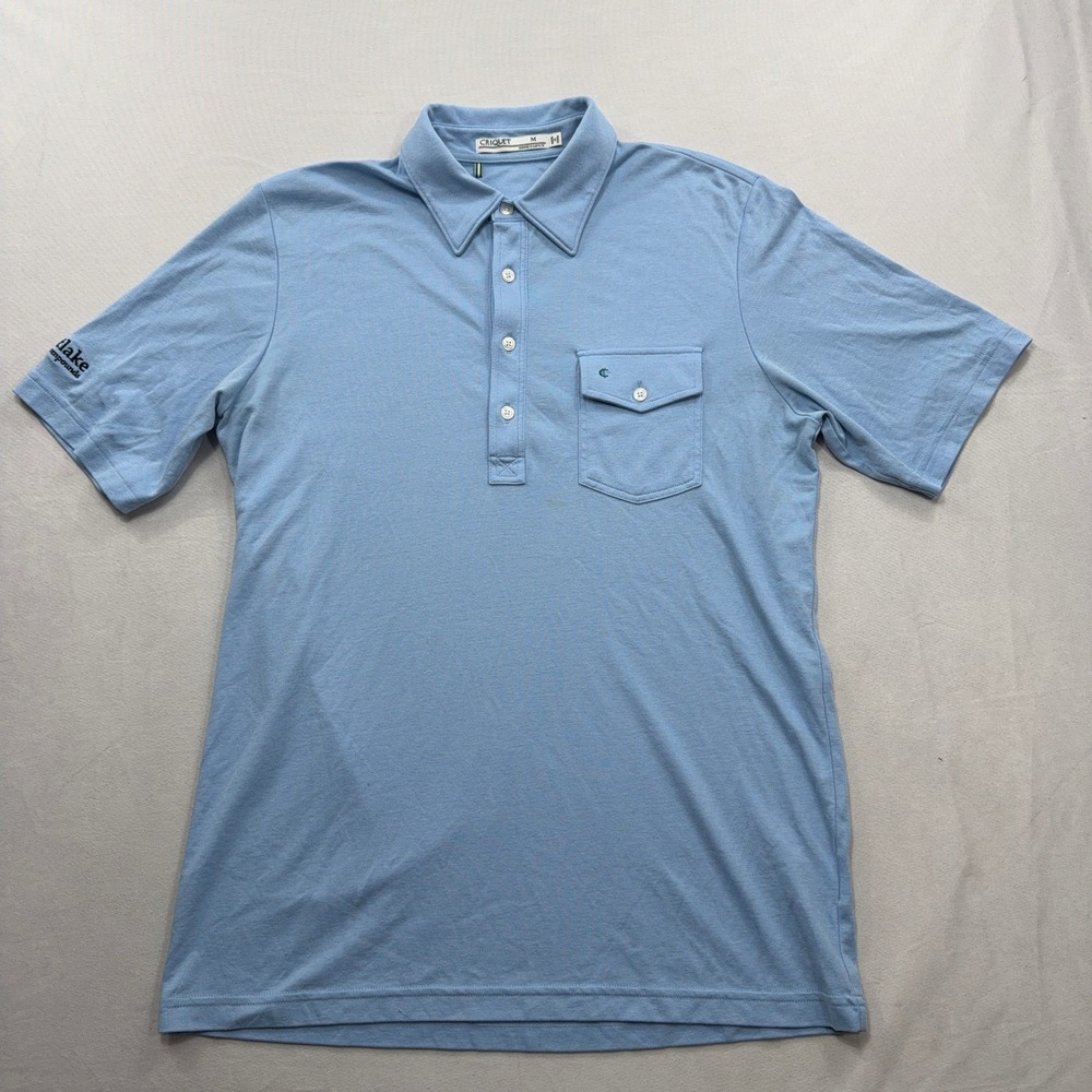 Criquet Polo Shirt Short Sleeve Pique Pocket Logo Light Blue Mens Size M‎